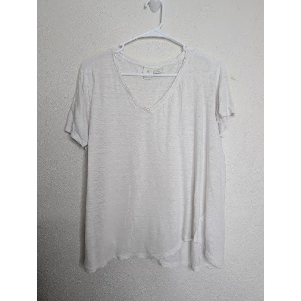 Joie Women Short Sleeve‎ 100% Linen Pocket Tee XL White Casual Beach Boho Basic